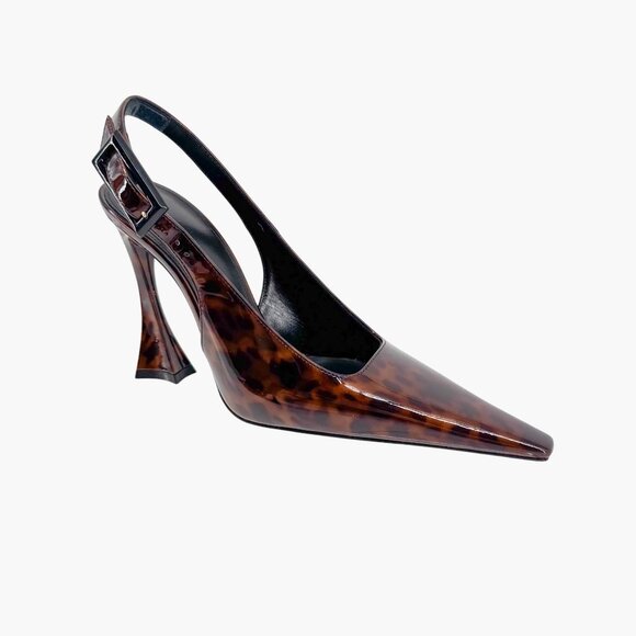 Saint Laurent Dune 110 Brown Patent Pumps Slingback High Heels Size 38 US 8 - Picture 9 of 15